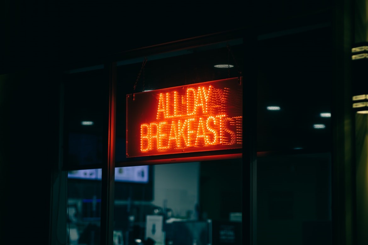 An LED diner sign