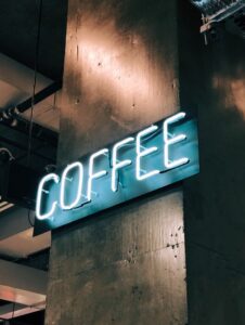 An LED sign for a coffee shop