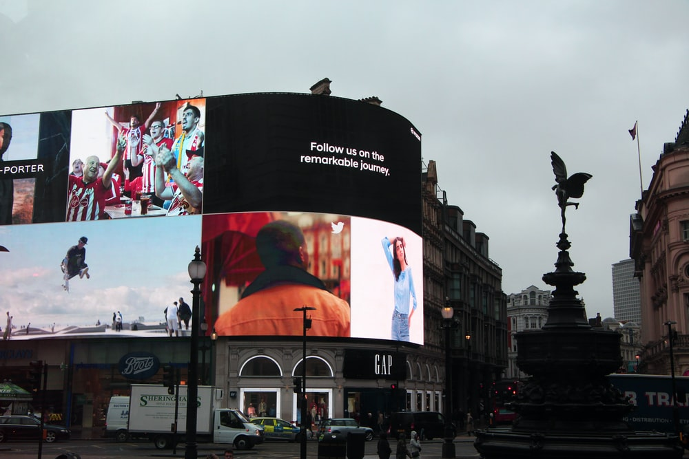  Dynamic LED advertisements on billboards.