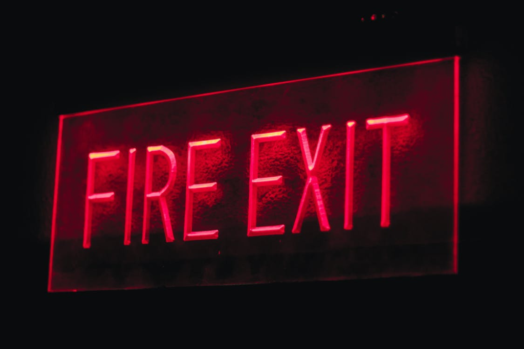 A fire exit sign.