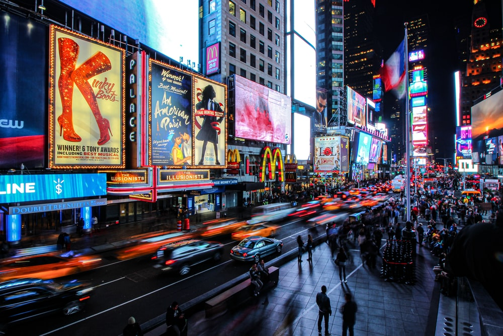  LED screen ads on a street